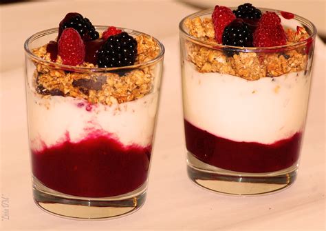 Soft fruits and greek yogurt dessert