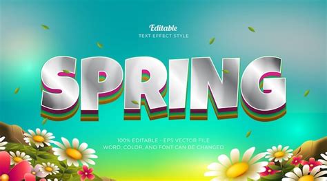 Premium Vector Spring Text Effect Editable With Flower