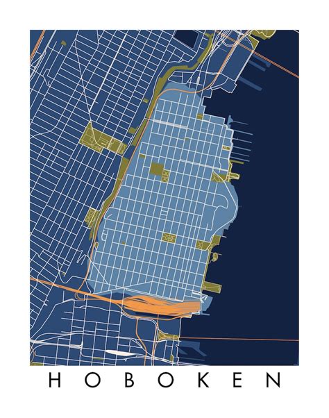 Hoboken Nj Map Print Etsy