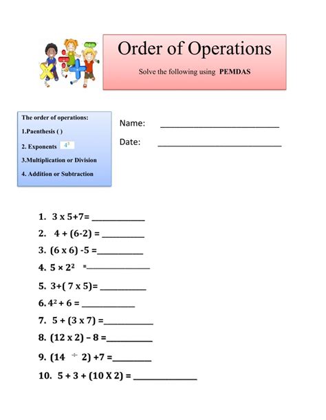 5 worksheets with answer keys. Order of Operations Interactive worksheet