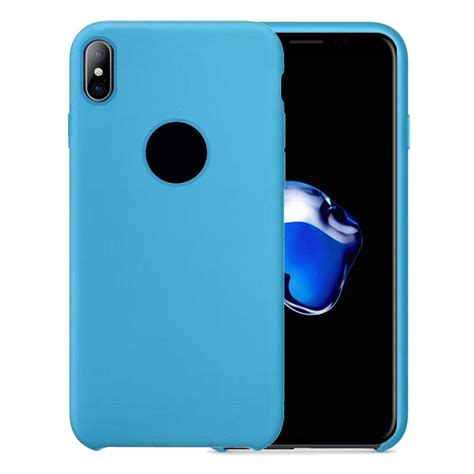 For Iphone X Smooth Liquid Silicone Case Sky Blue
