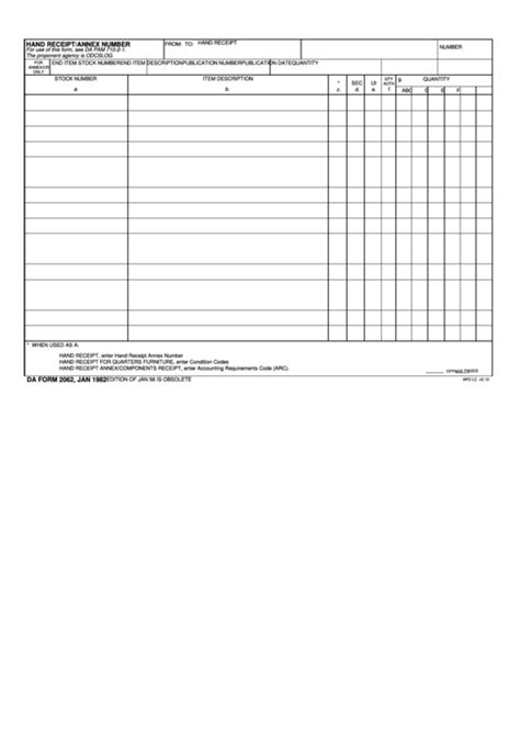 Fillable Up To Date Da Form 2062 Hand Receipt Form How To Fill Da