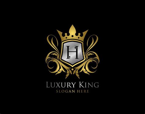 Luxury King H Letter Gold Logo Golden H Classic Shield Crown Stock