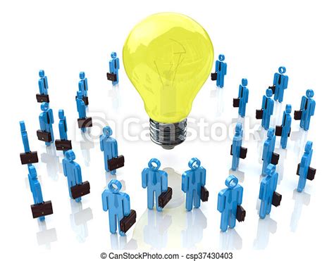 A Group Of Tiny People Walking Towards A Light Bulb In The Design Of