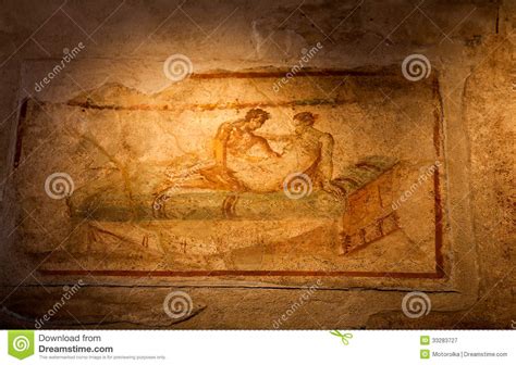 Two Thousand Years Old Roman Antique Erotic Fresco In Pompeii Royalty