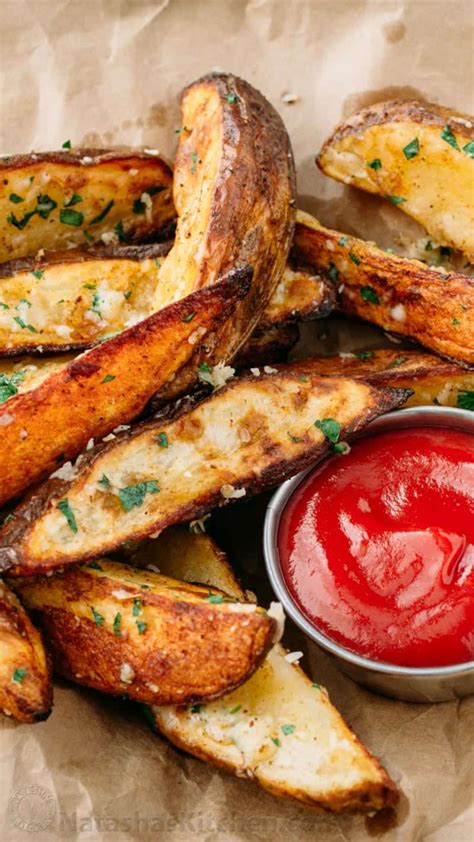 Sweet potatoes contain more vitamin a, vitamin c and have a lower glycemic index than regular potatoes. Oven Baked Potato Wedges (VIDEO) - NatashasKitchen.com