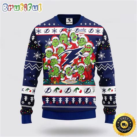 NHL Tampa Bay Lightning Ugly Sweater 12 Expressions Of Grinch During
