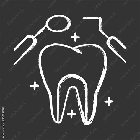Dental Care Chalk Icon Medical Procedures Dentistry Odontology