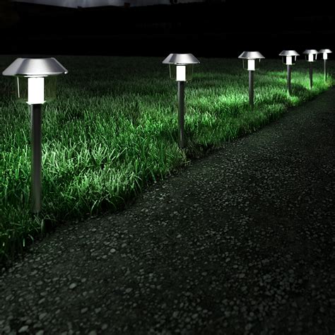 Solar Pathway Lights 17 Stainless Steel Outdoor Stake Lighting For