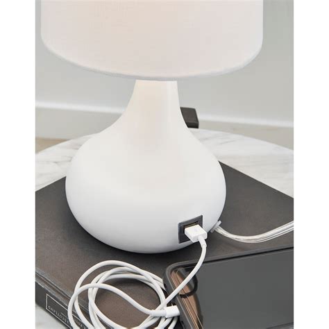 Signature Design By Ashley Lamps Contemporary L204324 Camdale White Metal Table Lamp With Usb