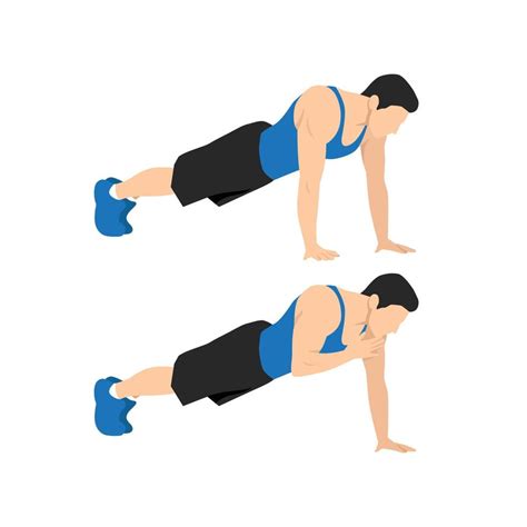 Plank Shoulder Taps Exercise Flat Vector Illustration Isolated On