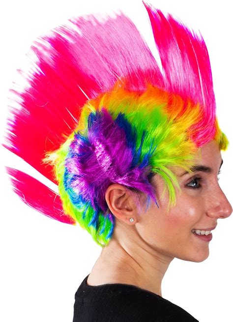 80 s street punk mohawk rainbow men wig mardi gras pride party costume accessory clothing shoes