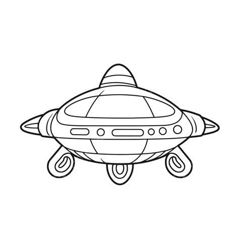 Black And White Image Of A Spaceship For Coloring Outline Sketch