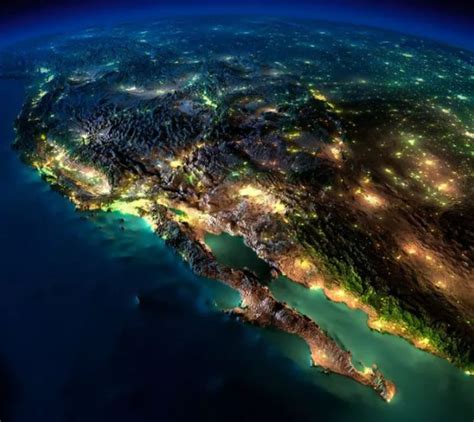 Imagen Satelital De América Del Norte Y La Península De Baja California