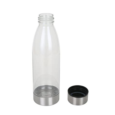 Mainstays 22 Oz Clear And Silver Plastic Water Bottle With Screw Cap