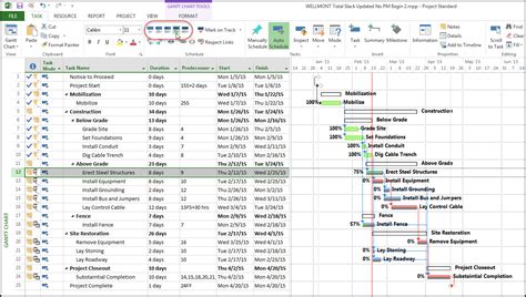 Updating Schedule Progress In Microsoft Project 2013