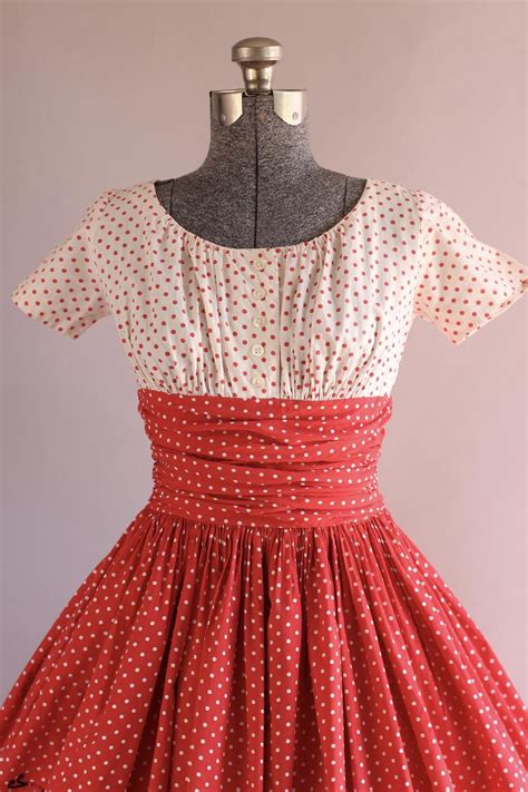 Vintage 1950s Dress 50s Cotton Dress Anne Fogarty Red And Etsy