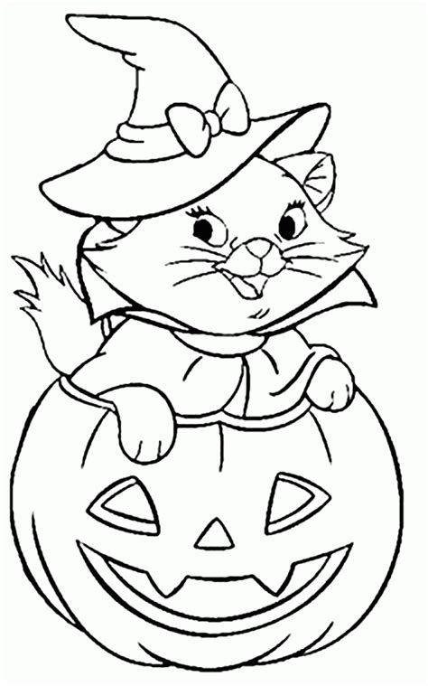 Pumpkin scary pile of pumpkins spiders web. Halloween Cat Coloring Pages Free Printable | Halloween ...