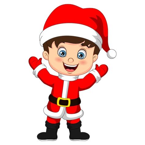 Premium Vector Cartoon Little Boy Wear Santa Costume Posing