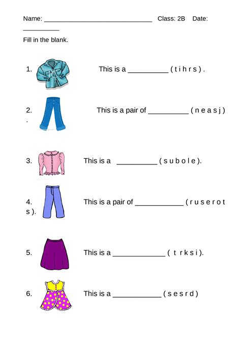 Задания по английскому языку на тему "Одежда" для ОВЗ