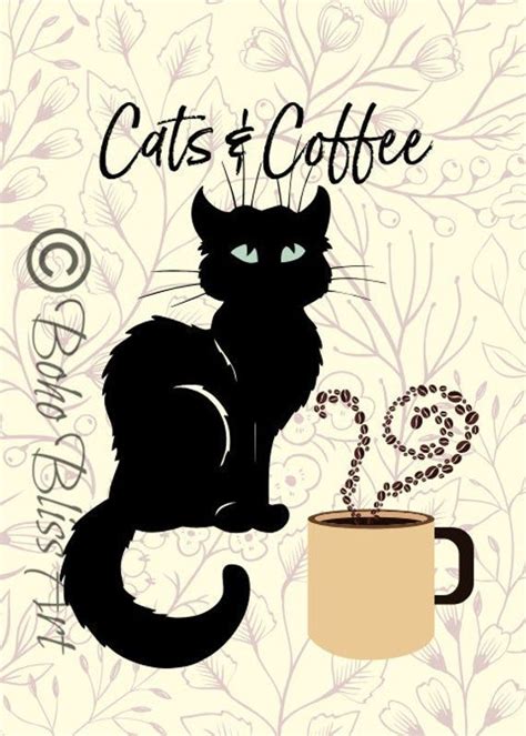 Cat Coffee Art Coffee Art Print Cat Quotes Wall Art Quotes Quote