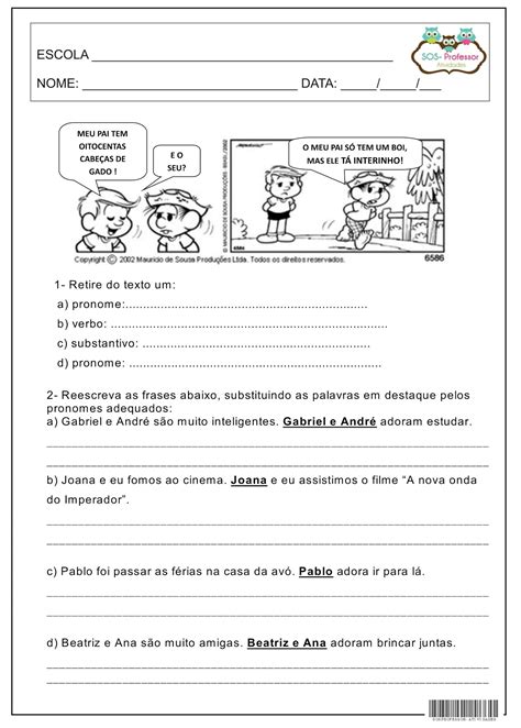 Atividades Com Pronome Pessoal