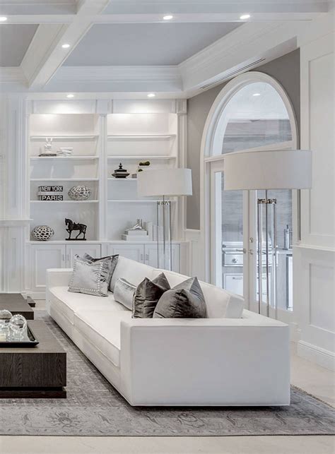 Elegant All White Living Room Decor With White Rh Maddox Sofa White