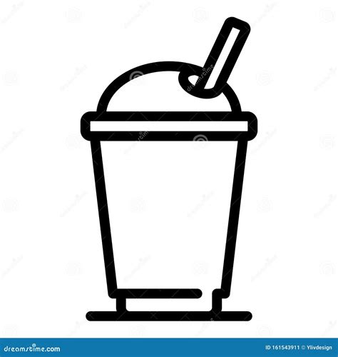 Juice Plastic Cup Icon Outline Style Stock Vector Illustration Of