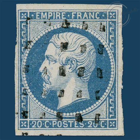France Timbre Poste N°14a Au Type Napoléon 20c Bleu Légende Emp