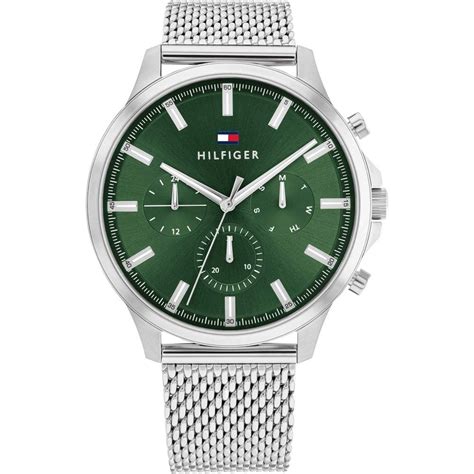 Tommy Hilfiger Ryder Stainless Steel 44mm Watch Green Dial Watches