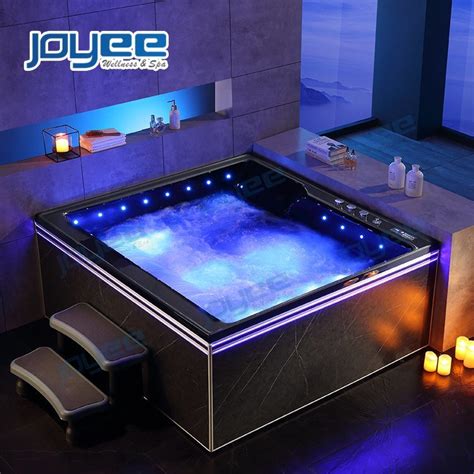 Joyee Black Luxury Hot Tub Spa 4 Person Indoor Whirlpool Bath Air Bubble Massage Acrylic