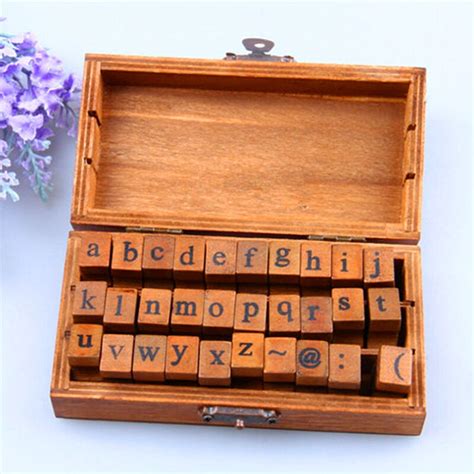 30pcslot English Uppercase And Lowercase Letters Wood Stampsalphabet