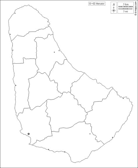 Barbados Free Map Free Blank Map Free Outline Map Free Base Map Boundaries Parishes Main