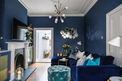 Eclectic Living Room Navy Blue Monotone Home Decorating Trends