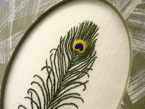 Peacock Feather Embroidery Feather Embroidery Needlework Embroidery