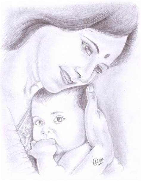 Mother Holding Child Drawing At Explore Collection