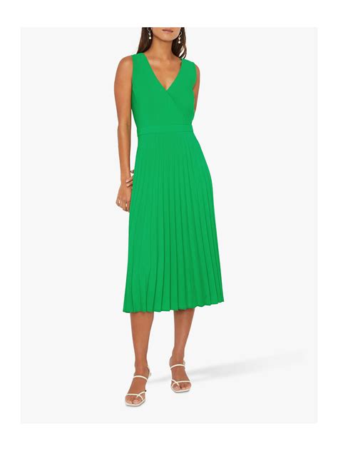 Warehouse Pleated Midi Dress Bright Green At John Lewis And Partners
