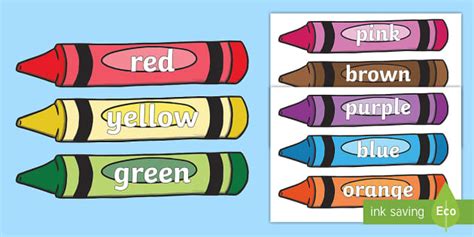 👉 Color Words On Crayons Teacher Made Twinkl