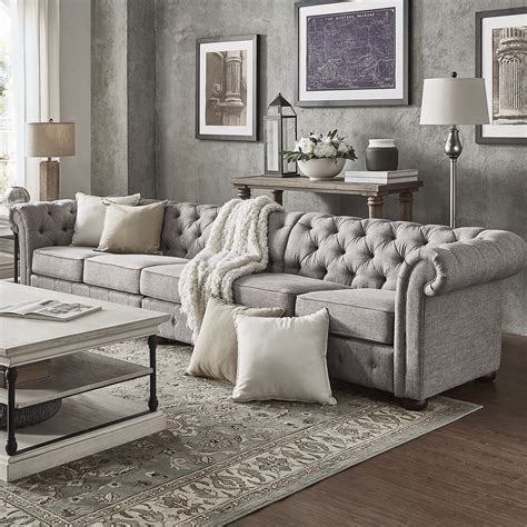 iNSPIRE Q Knightsbridge Grey Extra Long Tufted Csterfield Modular Sofa