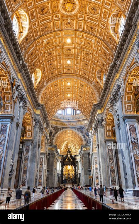 Papal Basilica Of Saint Peter Interior With Barrel Vault In Vatican