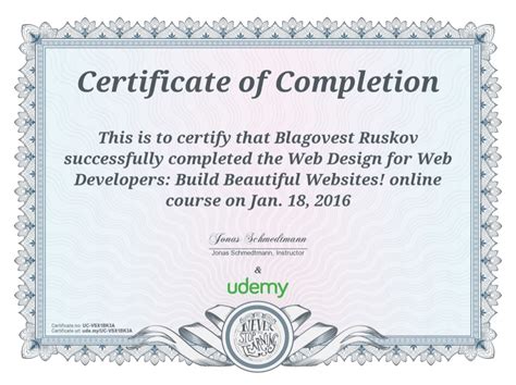 Udemy Certificate Web Design For Web Developers