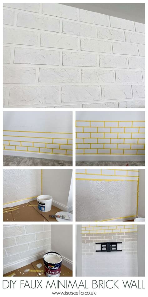 Some White Brick Walls With Yellow Lines Painted On Them And The Words