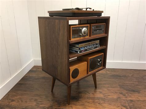 Solid Walnut Stereo And Turntable Cabinet With Album Storage Etsy India
