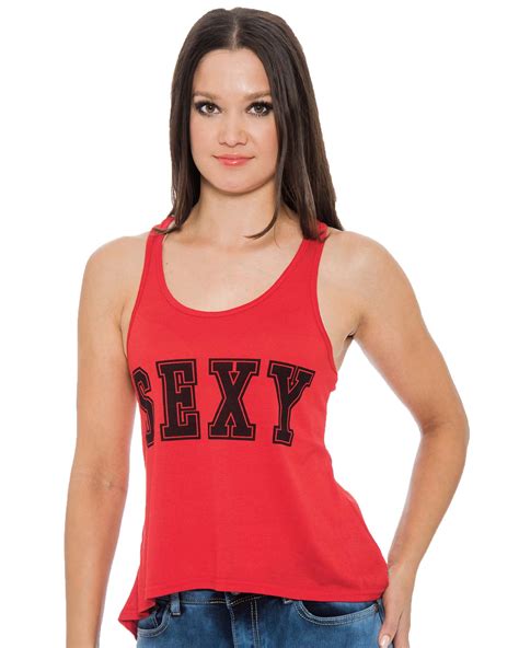 True Rock Jr Womens Alexa Sexy Racerback Graphic Tank Top Red Xx Large