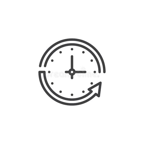 Clock And Circular Arrow Sticker Icon Simple Thin Line Outline Vector