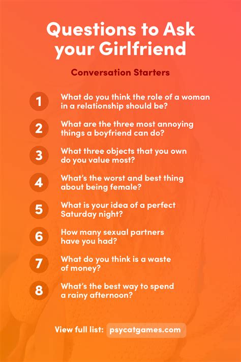 Questions To Ask Your Girlfriend How To Start Conversations Conversation Starters Questions