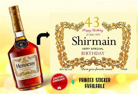Printed Hennessy Label Personalized T Personalized Etsy In 2020 Custom Wine Labels