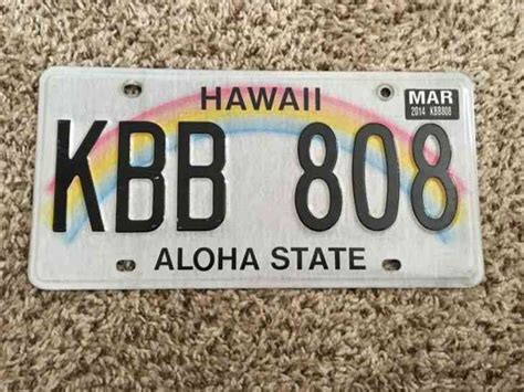 Hawaii 808 Area Code Rainbow Graphic License Plate Free