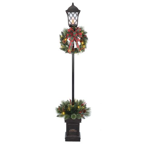 Holiday Time Pre Lit Indoor Outdoor Christmas Planter With Lighted Lamp