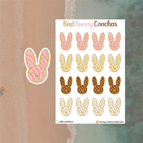 Bad Bunny Concha Sticker Sheet El Conejo Malo Stickers Bad Etsy